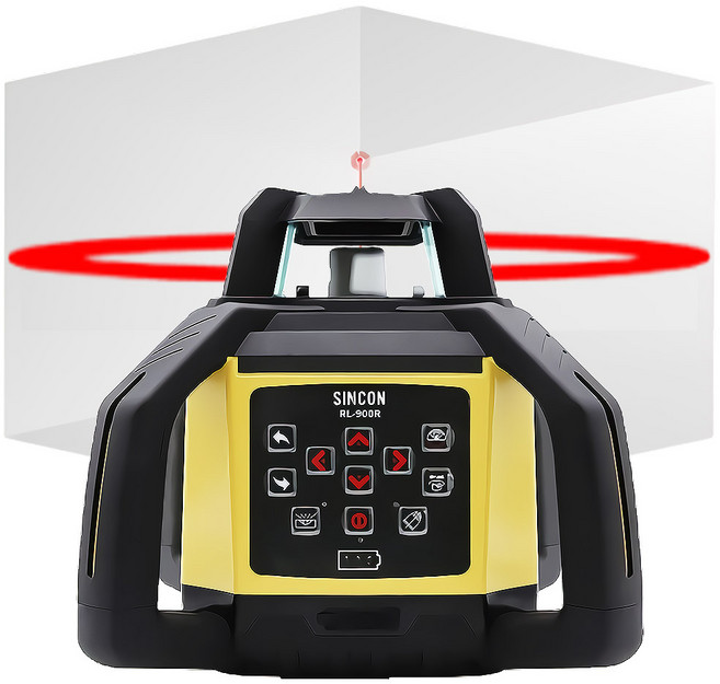 신콘공식대리점 RL-900R 회전 레드 레이저 레벨기 포켓 수평계 수평기 레이져 측정기 수광기 포함 자동레벨기, 1개