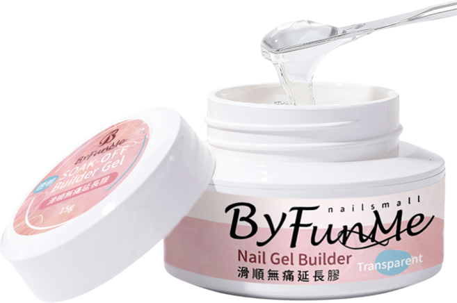 ByFunMe 透明凝膠指甲延長膠 無痛 快速強化, 新硬式滑順延長膠, 15g, 1個