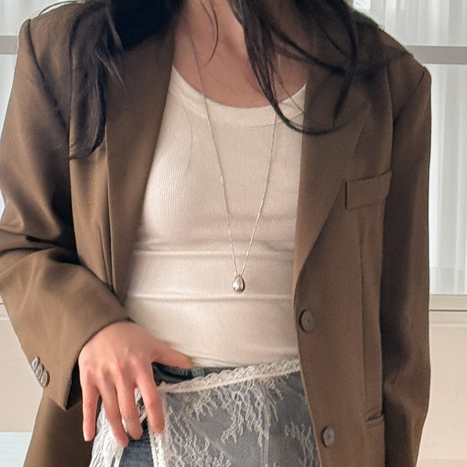 블루씨티 헤비 워터드롭 물방울 펜던트 롱 고방 체인 목걸이