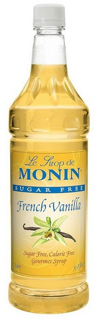 Monin - 무설탕 바닐라 시럽 대담한 바닐라빈 맛 커피 칵테일 및 라떼에 적합 글루텐 프리 GMO 프리 (1리터 2팩), 1L