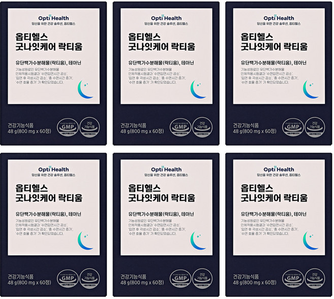 옵티헬스 굿나잇케어 락티움 48g, 60정, 6개