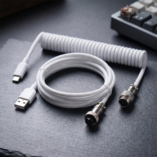 라나야 8K 폴링레이트 지원 기계식 키보드 항공 케이블 USB to C타입, 1개, 화이트, 3.5m