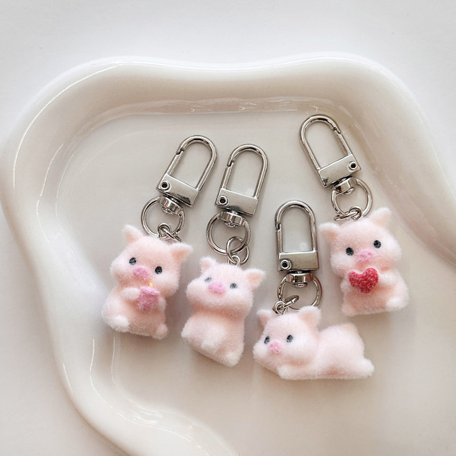 아기 돼지 4형제 미니 피규어 벨벳 후로킹 플로킹 키링 열쇠고리(데이데이)