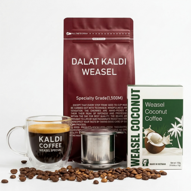 [위즐+코코넛] 위즐커피 칼디 족제비똥 베트남 하노이 다낭 달랏 푸꾸옥+커피핀, 200g, 1개, 커피메이커(중간)