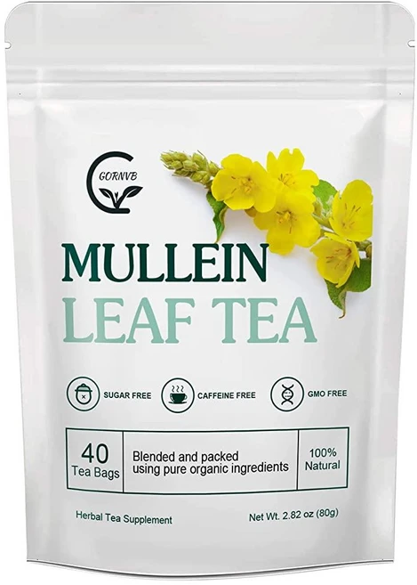 Mullein 잎 티백 - 폐 정화 및 호흡기 지원 허브 티 카페인 프리 티백 30개, 40 Count (Pack of 1), Natural Mullein Leaf, 1개 - 쿠팡