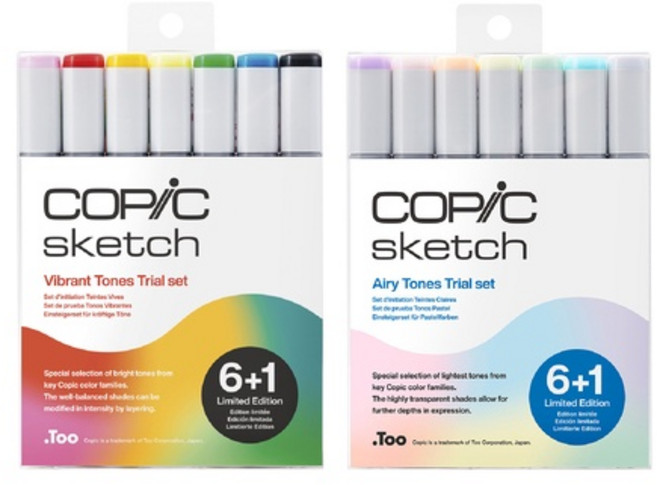 COPIC Sketch 麥克筆 6+1色, 淺色明亮套組, 1個