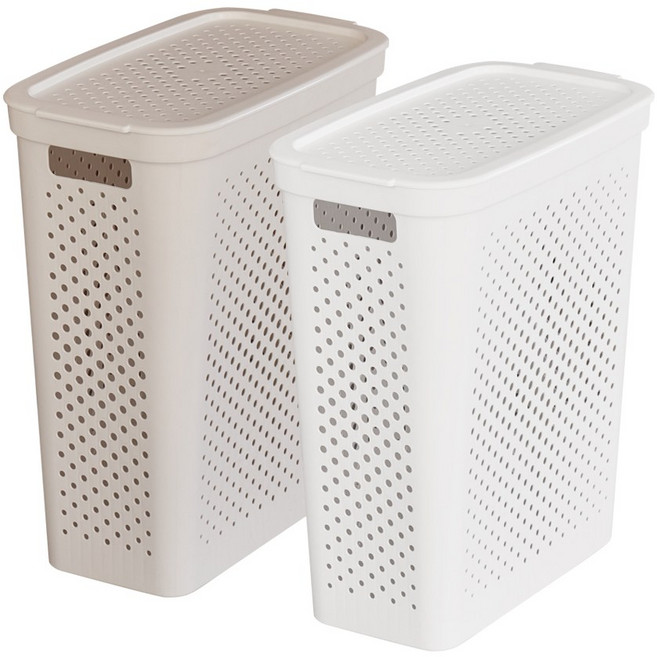 올유리빙 롱슬림 빨래바구니 60L, 베이지