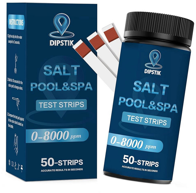 수영장용 DIPSTIK 인산염 테스트 키트 50 스트립 빠르고 정확한 수영 온수 욕조 및 스파, Salt Test Kit