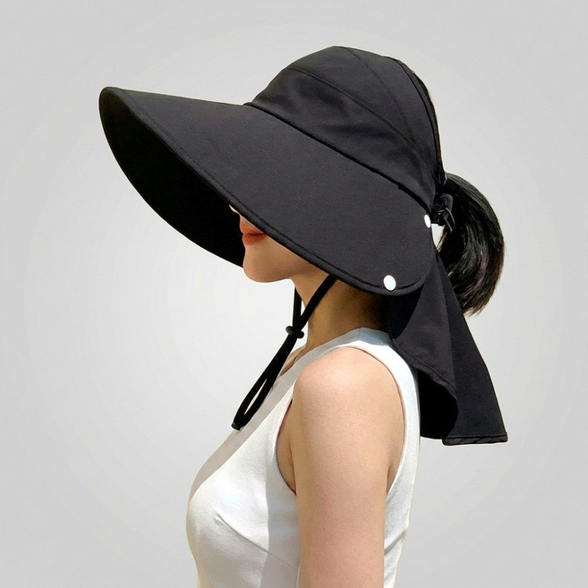 여성 자외선차단 모자 챙넓은 썬캡 얼굴가림 목가리개 와이드챙 UV차단 여름모자