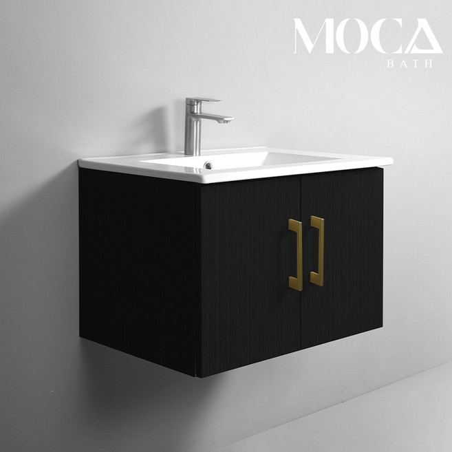 스트라이프 벽걸이 하부장 - 일체형 도기, 스트라이프 벽걸이 하부장 세트 - 블랙, 1개