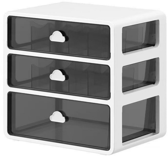 MERLUNO 속옷 수납함 양말 일체형 구름 서랍 정리함 칸막이 서랍 속옷 양말 정리 수납함 3층, 1개, 블랙화이트