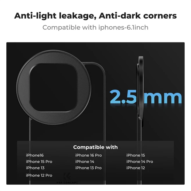 K&F Concept 67mm 폰 필터 6.1 6.7인치 아이폰용 MagSafe ND2 ND32 ND 필터 CPL 필터 어댑터 (아이폰 14 15, 01 For 6.1 inch iPhone, 02 Only Adapter, 01 China Mainland