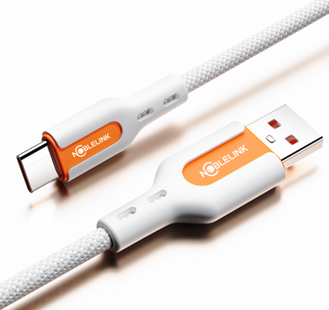 [노블링크] C타입 케이블 USB A to C 60W 초고속충전 | 갤럭시 아이폰 최적화, 1개, 오렌지, 1m