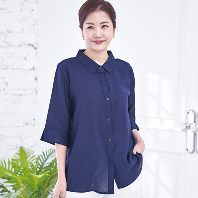 물론 여성 인견 단색 셔츠블라우스