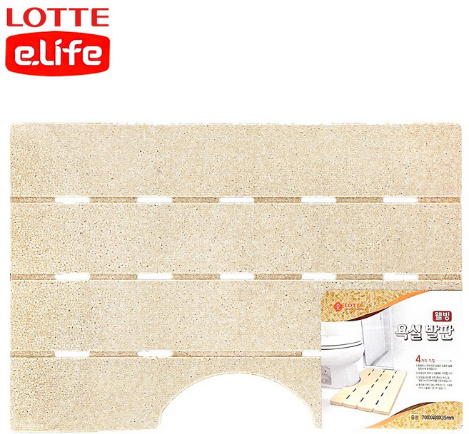 롯데이라이프 웰빙 욕실발판 중, 베이지, 1개