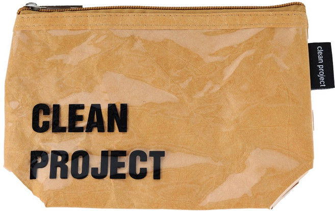 클린프로젝트 2중 크라프트 에나멜 파우치 여성 화장품 타이벡