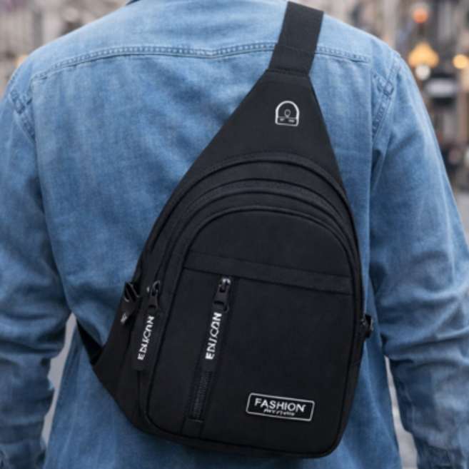 온그로우 대용량 2중지퍼 USB충전 크로스백