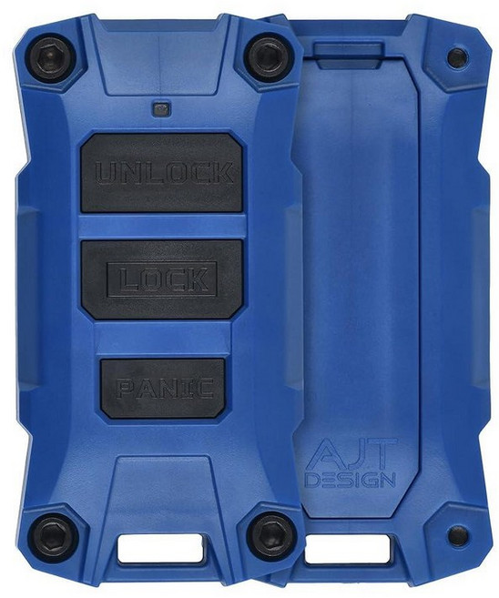 미국출고 평점4.5+ 187907 AJT DESIGN 지프 랭글러 JL (2018+) 및 글래디에이터 JT와 호환되는 교체용 키 포브 케이스 | 버튼 세트가 있는 견고한 ABS, 블루
