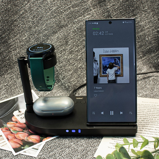 머레이 3in1 다중충전독 미니 조명스탠드 F5, 애플전용_블랙, 1개