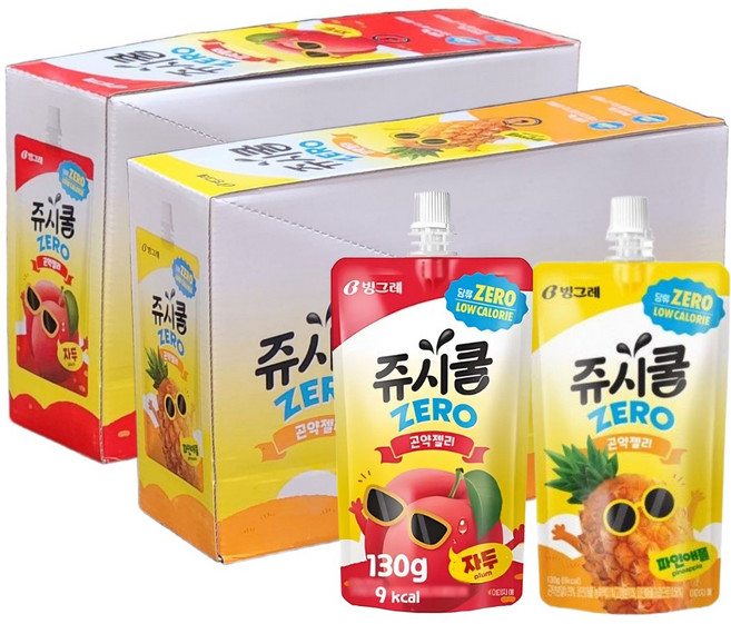 빙그레 쥬시쿨 제로 곤약젤리 2가지맛(자두10입+파인애플10입) 총20입
