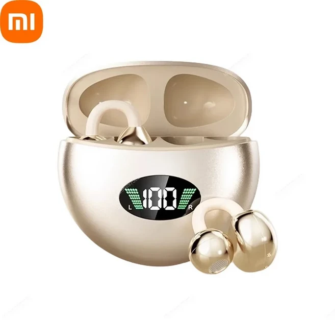 Xiaomi 무선 블루투스 Q71 클립 온 이어폰 고음질 이어 버드 Led 디스플레이 헤드폰 음악 스포츠 헤드셋, 03 Skin