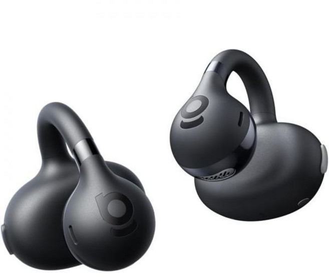 베이스어스 베이스 BC1 클립온 헤드폰 트라이 커브 스너그 클립으로 링 편안함 슈퍼베이스로 강력한 사운드 4 마이크 클리어 콜 IP55 방수 38시간 플레이타임 경량, Space Black, Space Black