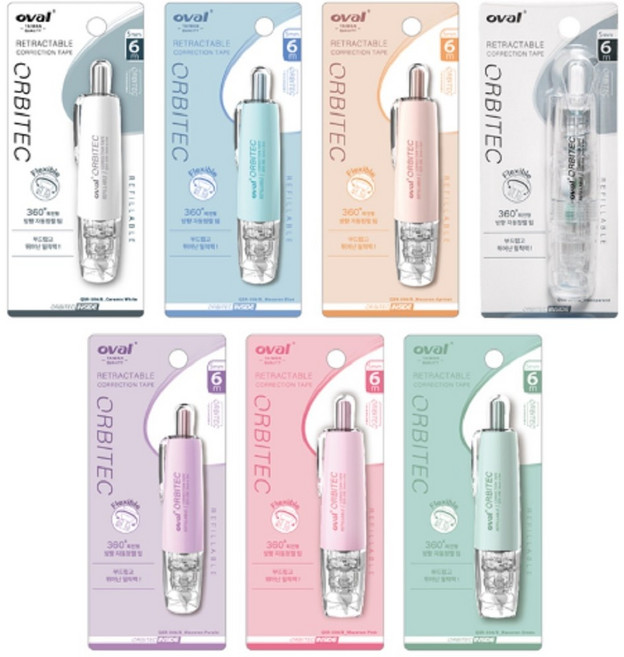 오피스크루] 오발 노크식 수정 테이프 리필 or 본품, 블루본품, 1개