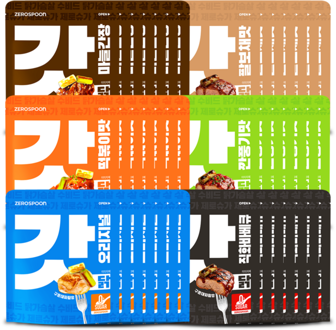 갓닭 무설탕 수비드 그릴드 닭가슴살 혼합, 42개, 100g