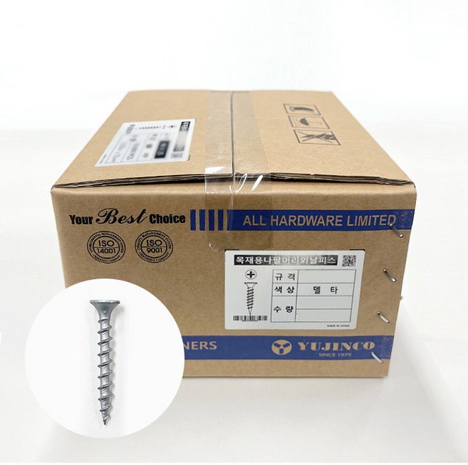 (유진코) 목재용 나팔머리 외날 피스 델타 방부목 나사 박스 box, 1개