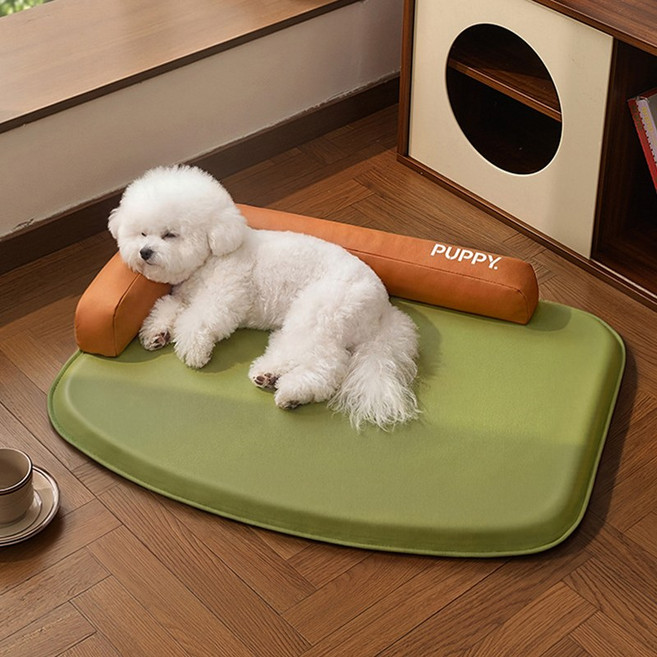 WHH 강아지 고양이 냉감패드 여름 가죽 쿠션 쿨매트, 1개, 그린