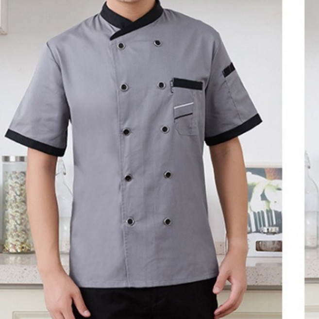 AT 潮玩藝 短袖廚師服 男款 工作服 餐廳上衣 夏季透氣款