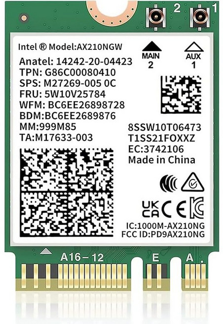 Intel Wi-Fi 6E AX210NGW 무선랜 M.2 WiFi 무선 카드 Bluetooth 5.3 802.11ax Windows10/11 64비트 대응, 상세페이지 참조, 상세페이지 참조