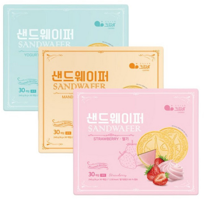 샌드웨이퍼 (요거트30 +감귤30 +딸기30 ), 90개, 8g