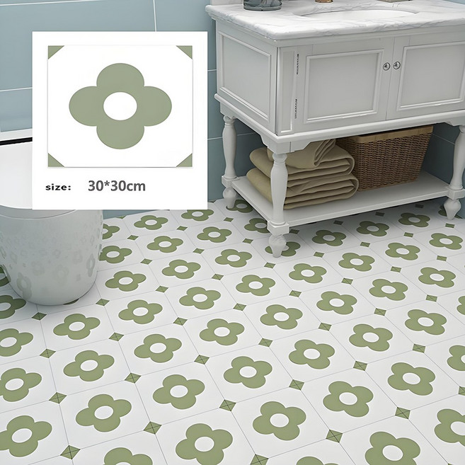 정싱 PVC 셀프시공 디자인 북유럽 타일 시트지 방수 미끄럼 방지 가정용 실내 바닥 스티커 데코 타일 현관 베란다 욕실 바닥 접착식 데코타일 30X30, FT-1074, 10개