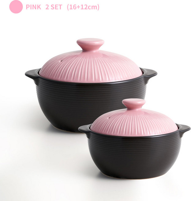 [한국도자기리빙] 리한 라인팟 무균열 뚝배기 2종세트 16+12cm 핑크, 1개