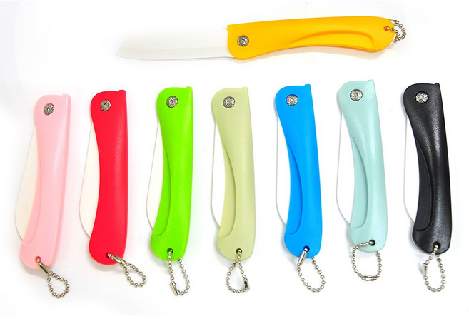 折疊陶瓷刀 戶外便攜小刀 水果刀 削皮刀 露營野餐 料理刀 切割隨身折疊刀, 顏色隨機出貨, 1個