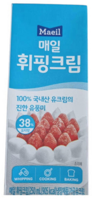 매일 휘핑크림 동물성지방, 250ml, 3개