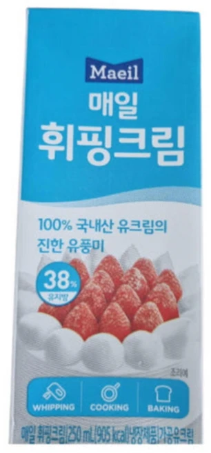 매일 휘핑크림 동물성지방, 250ml, 4개 - 쿠팡