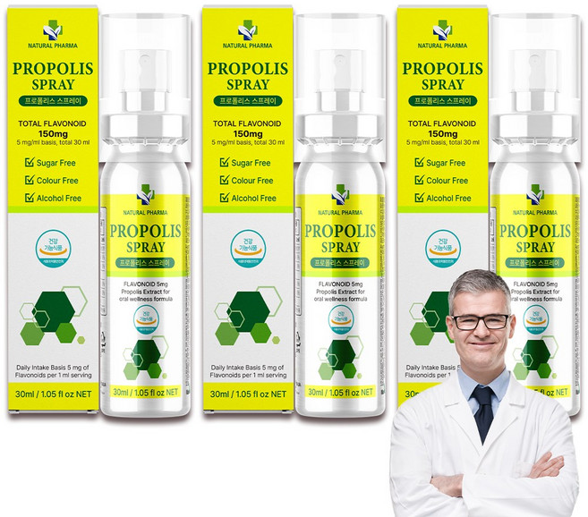 내츄럴파마 호주 프로폴리스 스프레이 고함량 마누카꿀 면역보강, 3개, 30ml