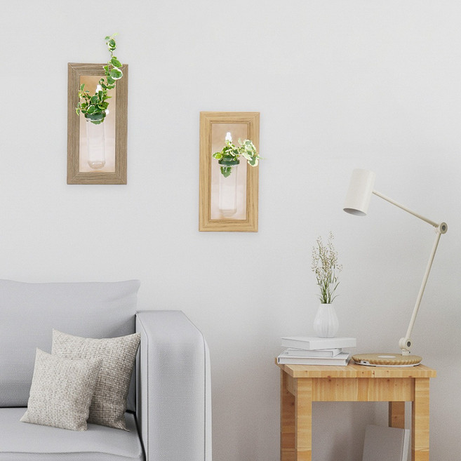 미미네아쿠아 벽걸이 수경재배 유리 화분 액자 네추럴