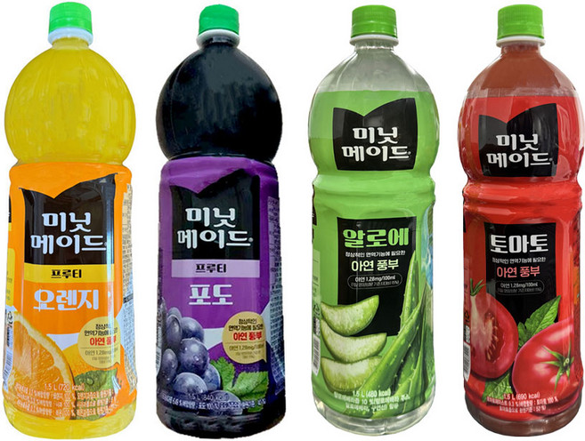 [마시자몰] 미닛메이드 오렌지+ 포도 + 토마토 +알로에, 4개, 1.5L