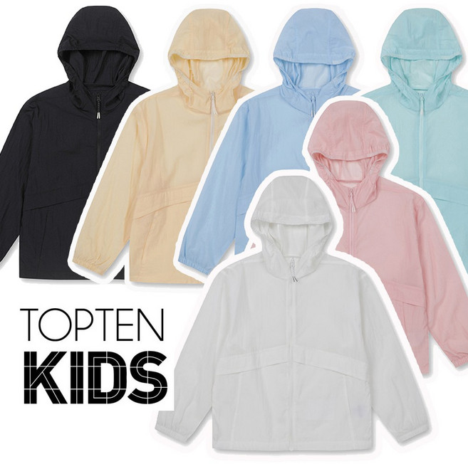 탑텐키즈 여름 신제품 얇고 가벼운 기본 데일리 에어컨 바람막이 자켓
