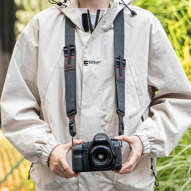 CHILL LIGHT 숄더 감압 스트랩 퀵 릴리즈 퀵 장착 플레이트 소니 캐논 후지 니콘 등 다양한 카메라 호환 크로스 스트랩 손목 밴드, 1개, 그레이 블랙