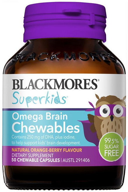 뉴질랜드 블랙모어스 BLACKMORES OMEGA BRAIN CHEWABLES 슈퍼키즈 오메가 브레인 츄어블, 50정, 2개