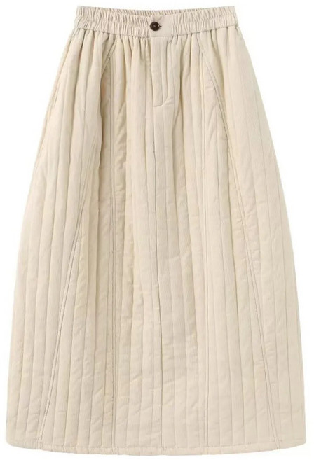 패션 여성 스커트 캐주얼 가을 겨울 도톰 하이웨이스트 a라인 치마 루즈핏 기질 면 패딩 치마 ZZL