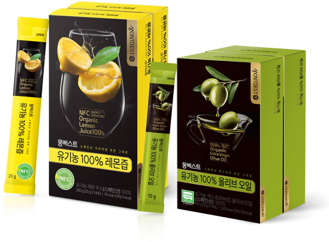 [올레샷 기획] 몽베스트 유기농 100% 올리브오일 + 유기농 100% 레몬즙, 2개, 420g