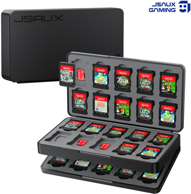 닌텐도 스위치2 칩케이스 JSAUX 메가슬롯 40개입수납, 블랙, 1개