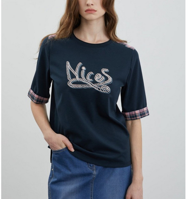 올리비아로렌 여성용 원포인트 프린트 티셔츠 VVCAS4M3371