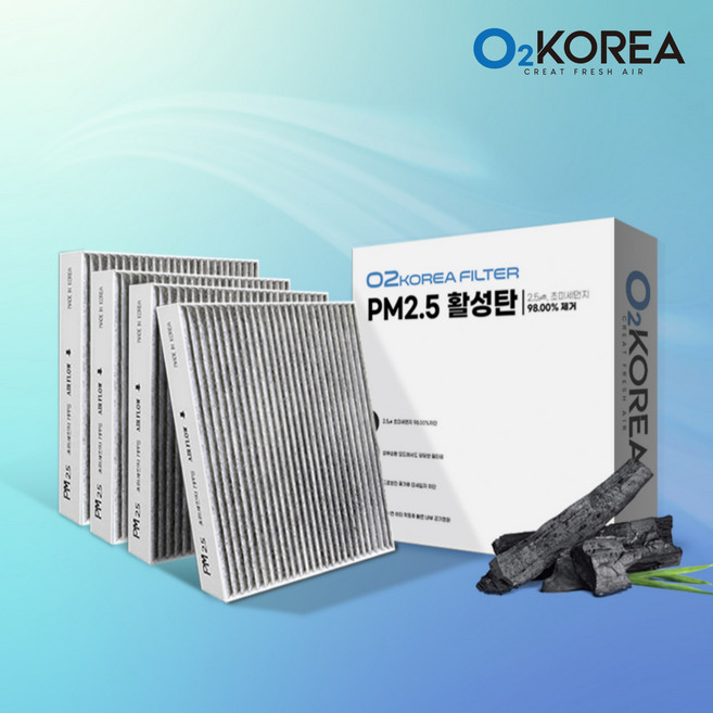 [호환] 3+1 오투코리아 PM2.5 자동차 차량용 활성탄 에어컨필터 (4개입) OH101