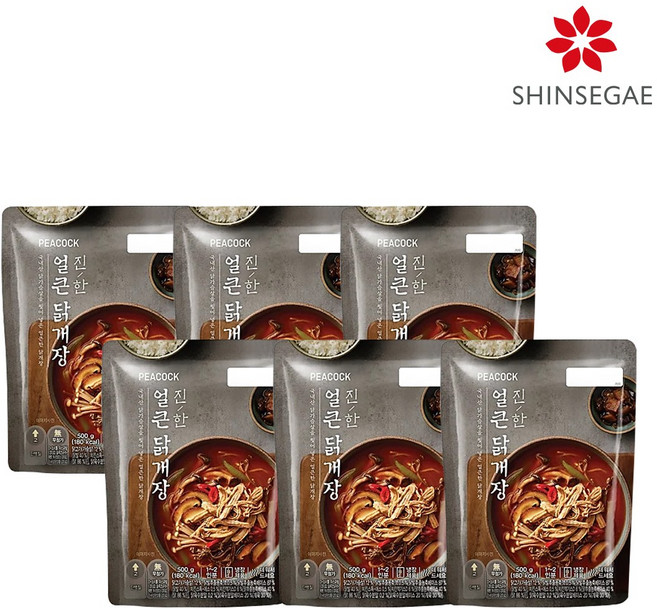 [피코크] 진한 얼큰 닭개장 500g x 6팩, 6개